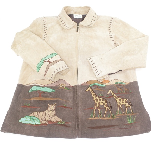 The Quacker Factory Jackets & Blazers - The Quacker Factory Tan Leather African Jacket